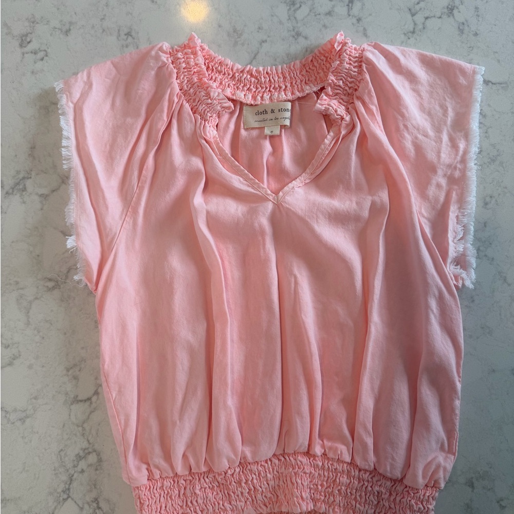 Cloth & Stone Light Pink Smocked Top